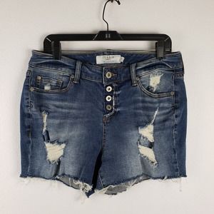 Torrid Denim Women's Size 12 Cut Off Jean Short Distressed Frayed Hem Button Fly